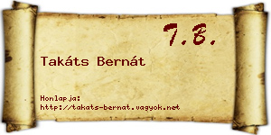 Takáts Bernát névjegykártya
